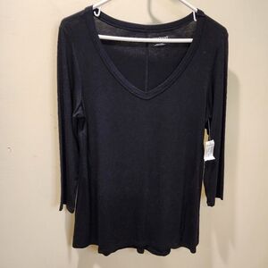 WESTPORT Women's Black 3/4 Sleeves loose top size S NWT